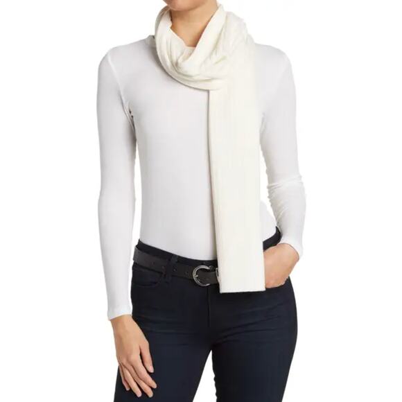 ALLSAINTS Ribbed Knit Chalk White Scarf